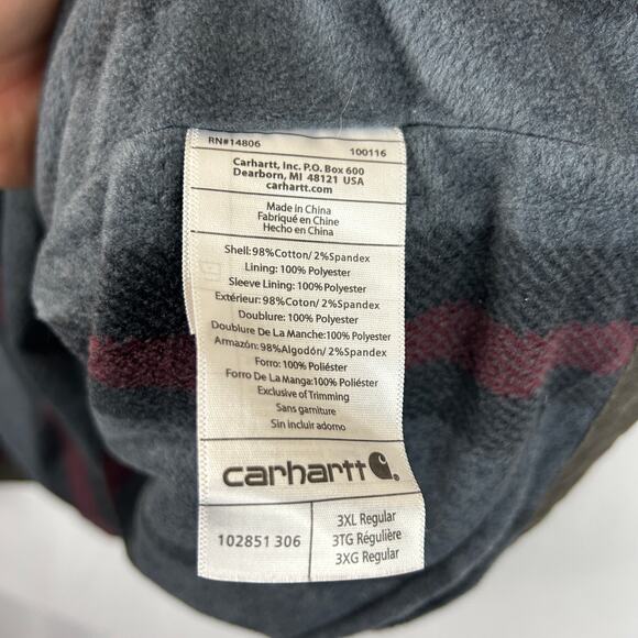 Carhartt Rigby Shacket Shirt Jac Fleece Blanket Lined Rugged Flex Men's Size 3XL - Picture 8 of 11